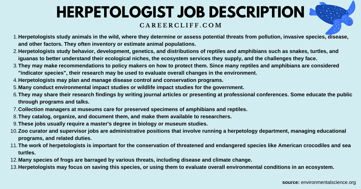 Herpetologist Jobs, Skills, Duties, Salary, & Prospects CareerCliff