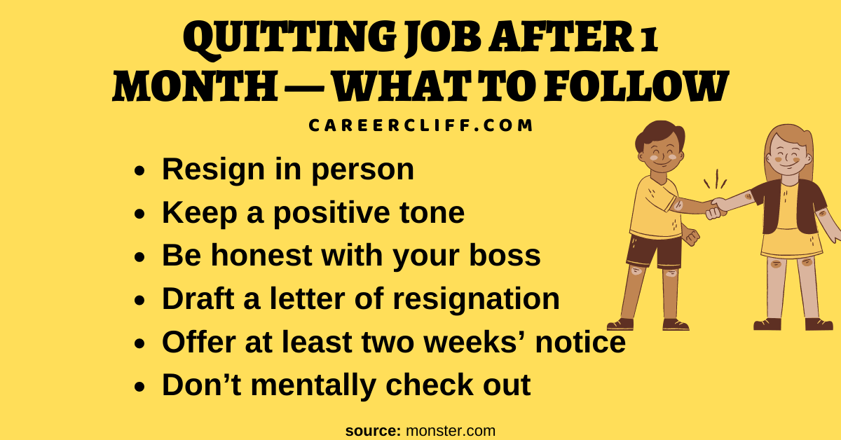 quitting job after 1 month